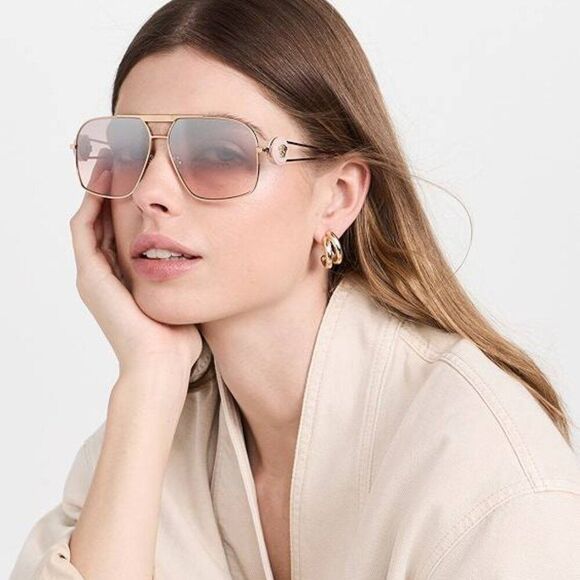 NEW VERSACE VE2269 10027E GOLD/LIGHT PINK MIRROR GRADIENT SILVER SUNGLASSES - Picture 5 of 14